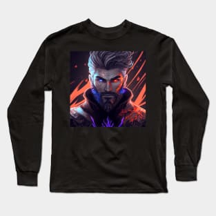 Valheim Fire and Ice Viking Portrait Long Sleeve T-Shirt